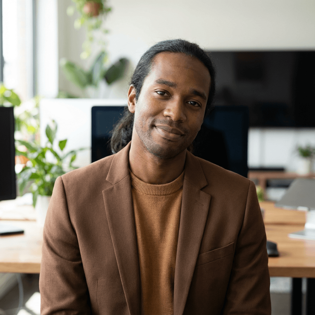 Male government IT director in professional attire in a bright office