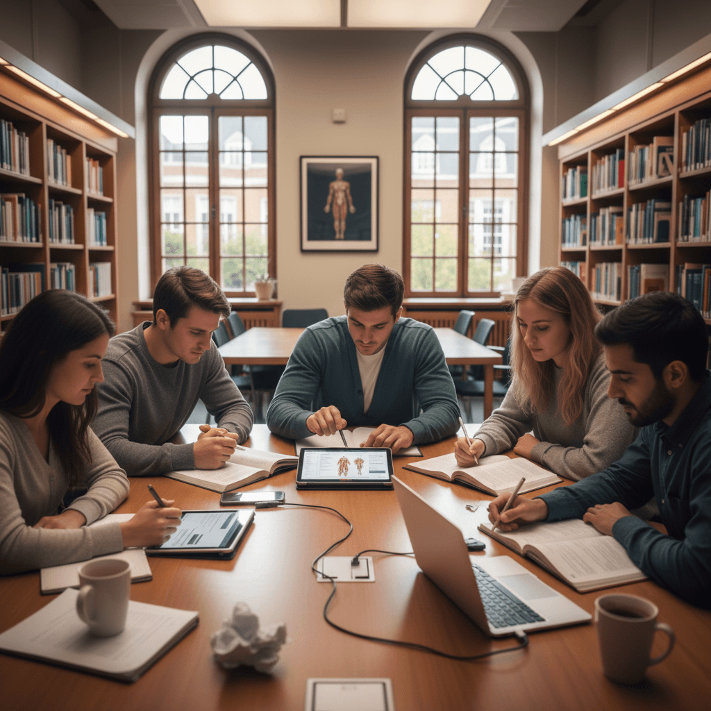 Students using digital study materials